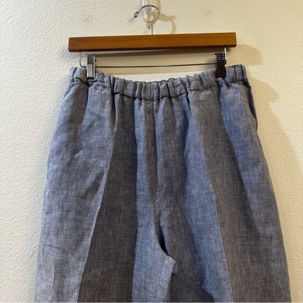 Flax Women's High‎ Waisted Elastic Waist Linen Cropped Pants Size Medium - Picture 2 of 7